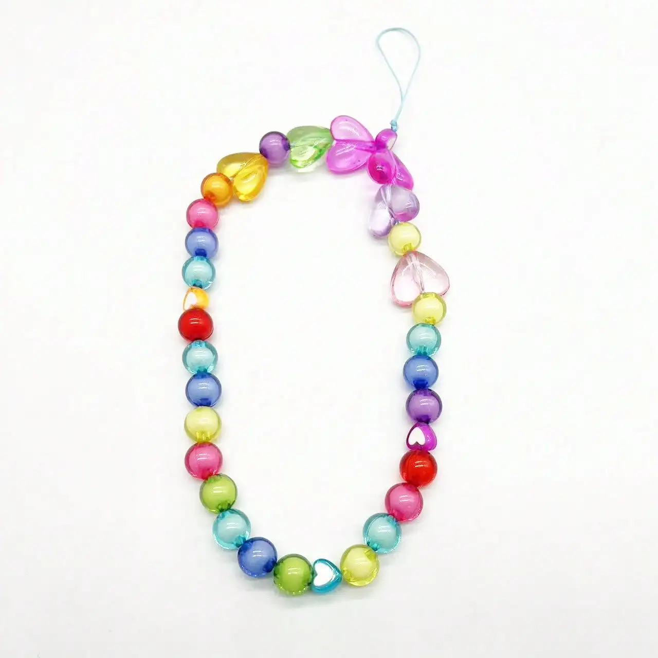 

Милая радужная цепочка для телефона с бусинами в форме сердца, короткий ремешок для камеры, подвеска, аксессуары для девушек в стиле дофамин