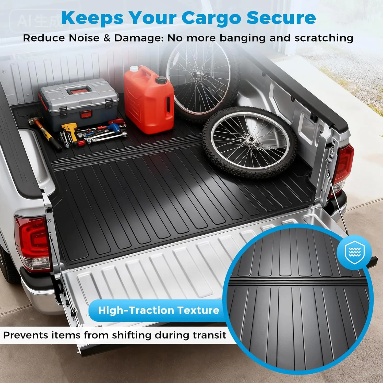 

Truck Bed Mat Car Bed Floor Liner All Weather Protector TPE Truck Bed Mat For Chevrolet Silverado GMC For Sierra 1500 2019-2024