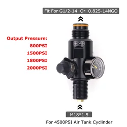 HPA 4500PSI Air Tank Cylinder Regulator Valve Threads M18*1.5 Output Pressure 800/1500/1800/2000PSI