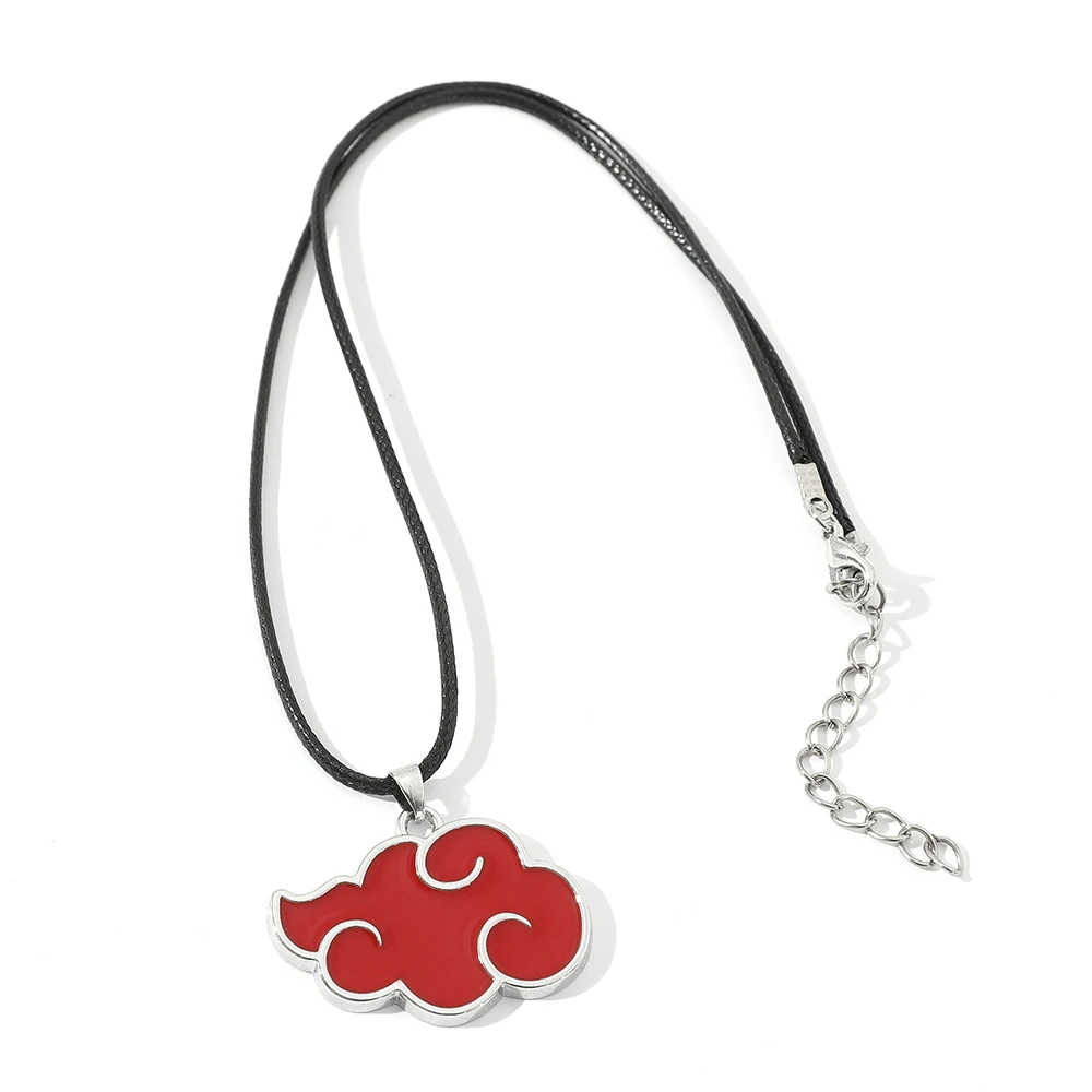 Japanese Anime Naruto Cosplay Akatsuki Organization Red Cloud Logo Pendant Necklace Anime Peripheral Accessories