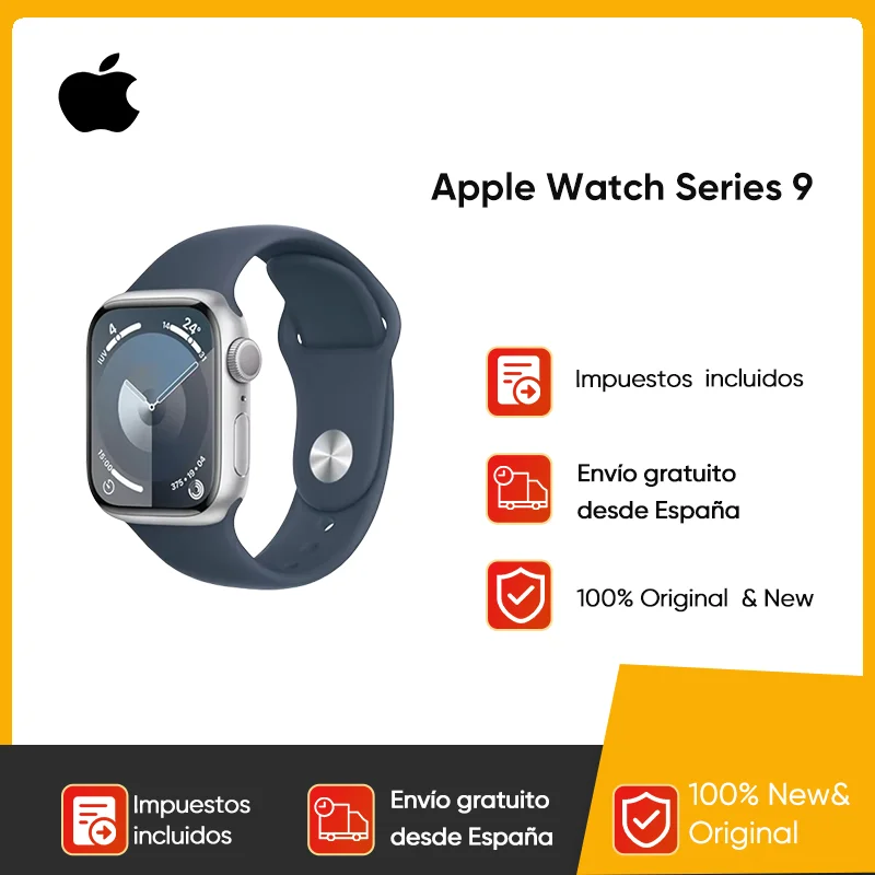 Apple-Montre connectée série 9 iOS, 41mm 45mm, GPS 5.3, Bluetooth, luminosité jusqu'à 2000, SOS