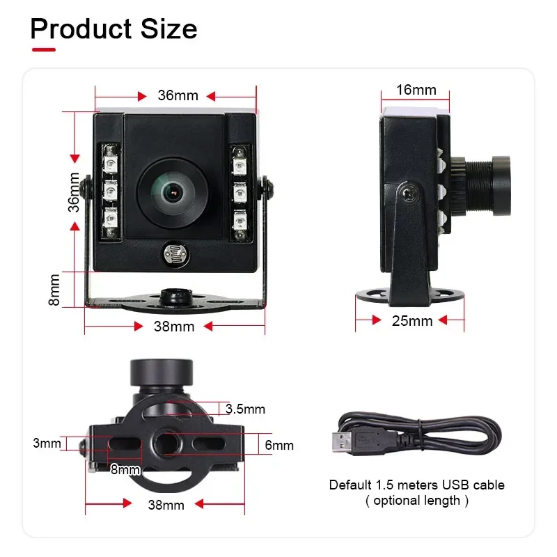 

In stock New 3306 1080P PS5268 4mm 75 UVC IR940 USB Plug Play Infrared Industrial Night Vision Face Recognition Mini Camera Dist
