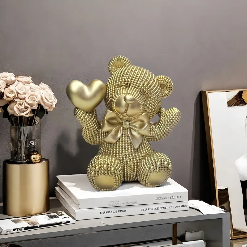 Creative Love Bear,Perfect Valentine's Day Gift,Resin Statue Decoration,Personalized Bookshelf,Living Room and Office Decoration
