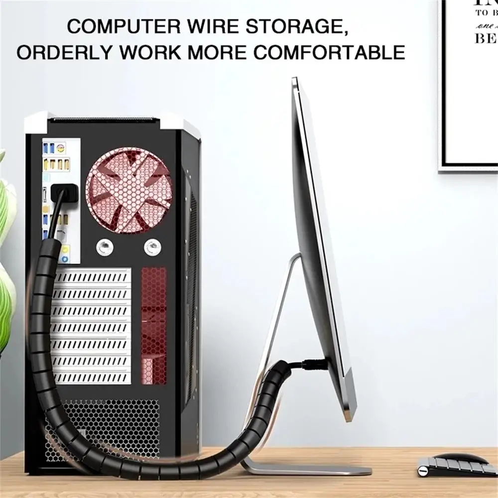 2M/1M Flexible Spiral Cable Wire Protector Cable Organizer Computer Cord Protective Tube Clip Organizer Management Tools 16/10mm image 6