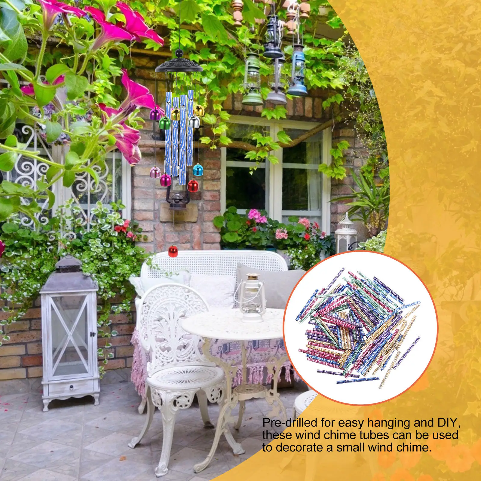 

100Pcs Aluminum Oxide Wind Chime Tubes DIY Craft Material Pre-Drilled for Easy Hanging Outdoor Indoor Wind Chime Making Supplies