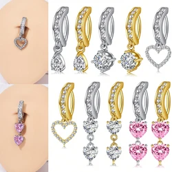 1PC 14G 10mm Belly Button Ring, Clicker Belly Rings, Stainless Steel CZ Belly Button Piercing, Reverse Navel Rings Body Jewelry