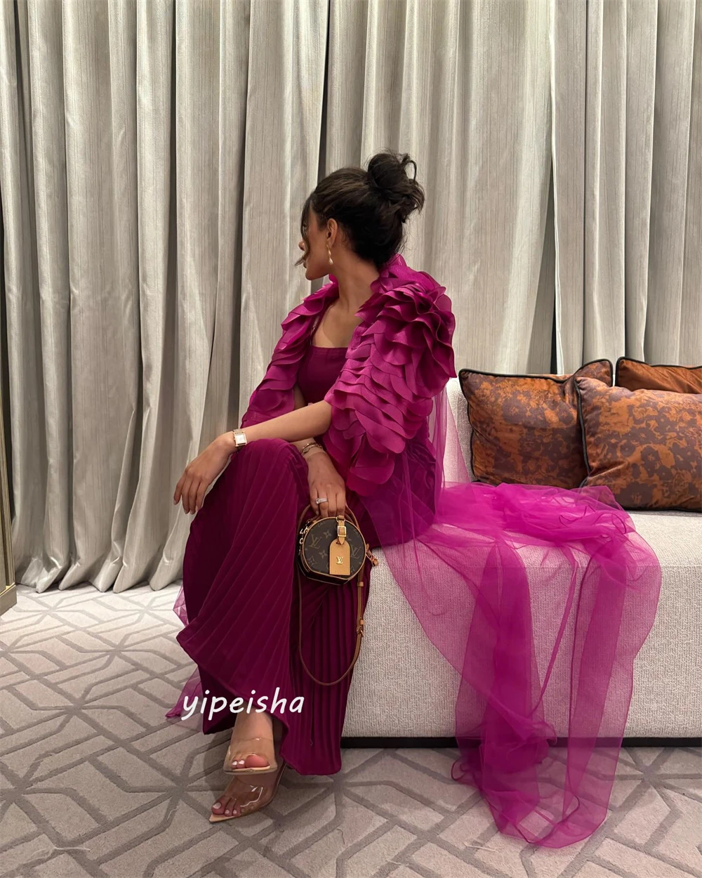 Customized Jiayigong s Draped Tiered Pleat Engagement A-line Square Collar Bespoke Occasion Gown Long Dresses