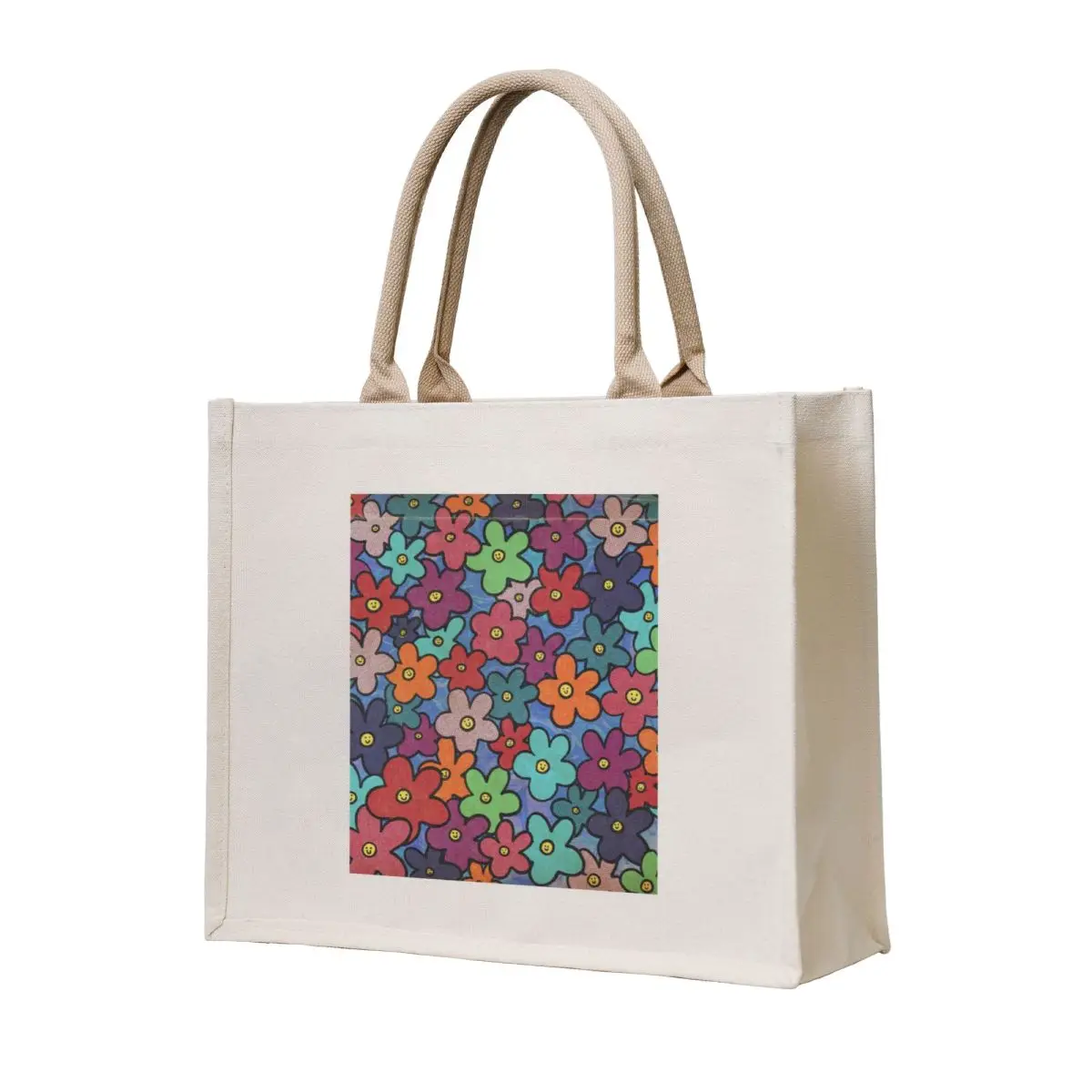 

Happy Flowers Tote Bag Women's shopper cute tote bag Eco bag canvas tote