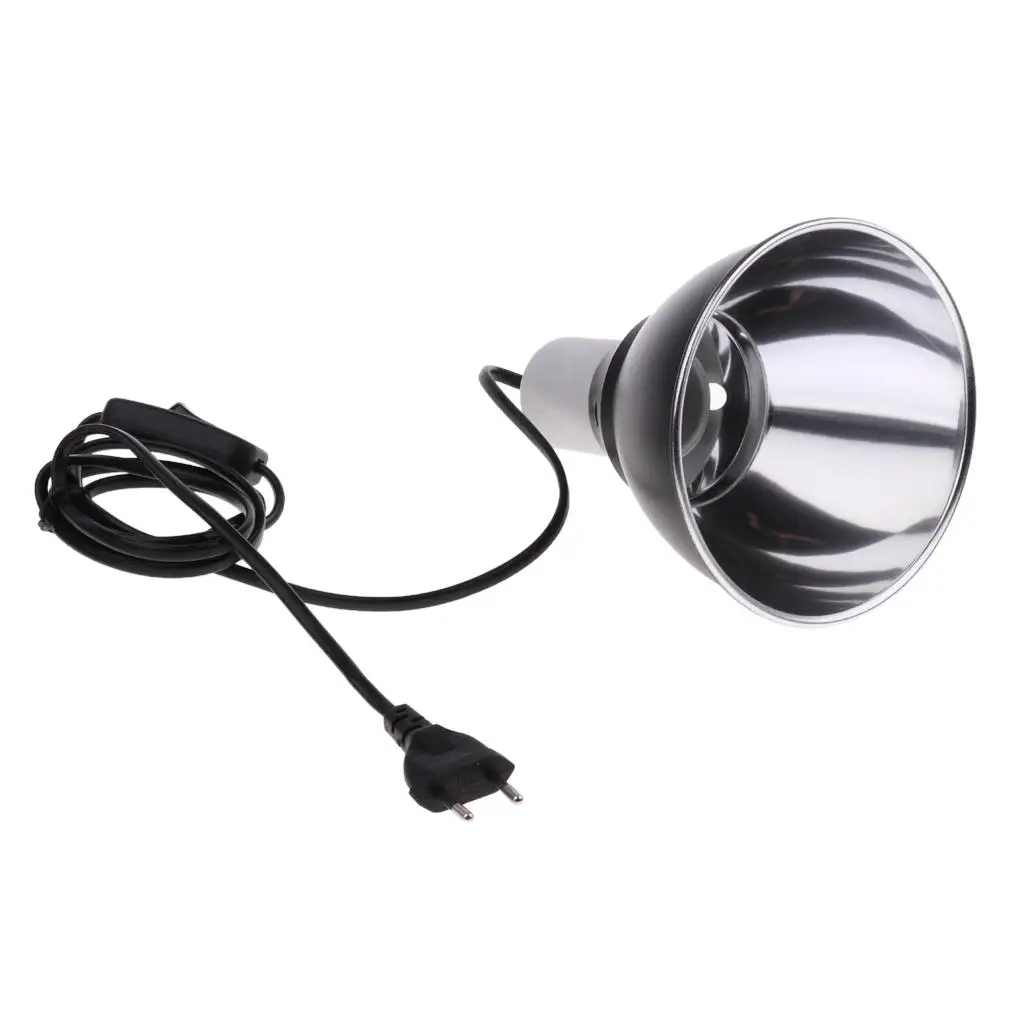 NEW 5.5inch E27 Reptile Light Dome Fixture - Bulb Reflector Lamp Holder -Vivarium Bracket EU Plug