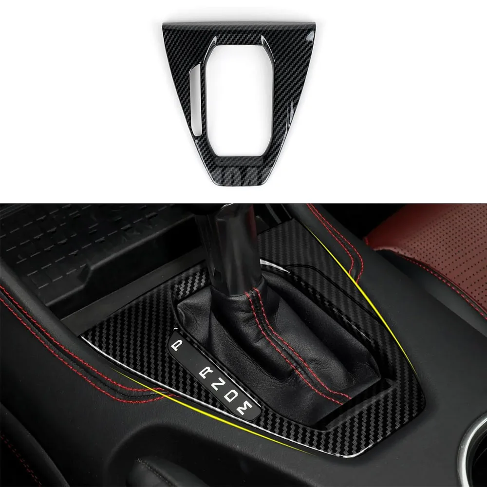 

Carbon Fiber Look Gear Shift Panel Cover Trim Fit for 2024 2025 Ford Mustang Interior Mouldings Accessories