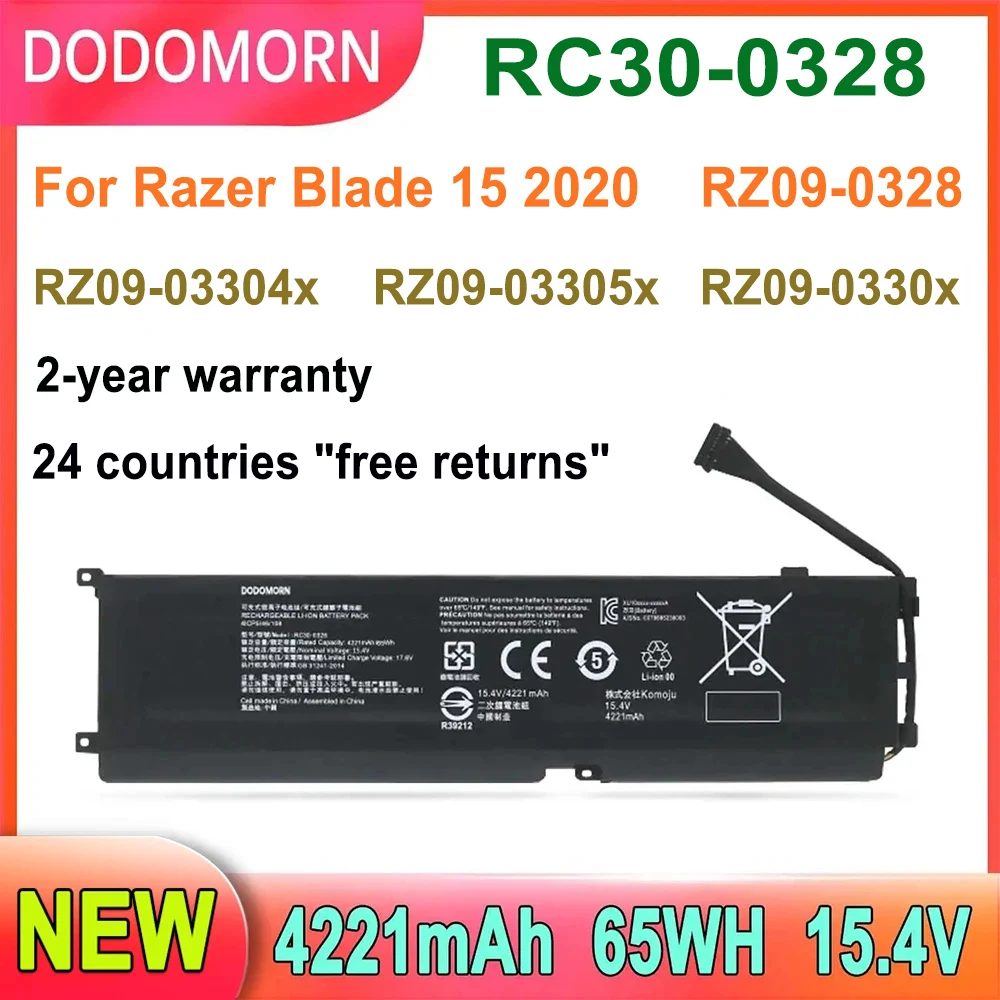 

New RC30-0328 Laptop Battery For Razer Blade 15 2020 RZ09-0328 RZ09-03304x RZ09-03305x RZ09-0330x 15.4V 65WH 4221mAh HighQuality