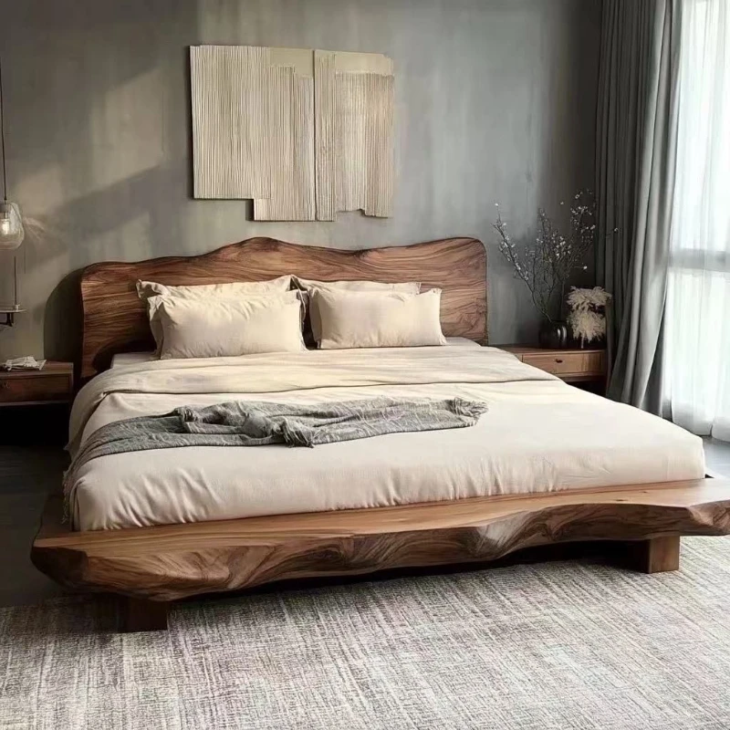 

Villa hotel master bedroom solid wood bed style high-quality design furniture light luxury Italian simplicity