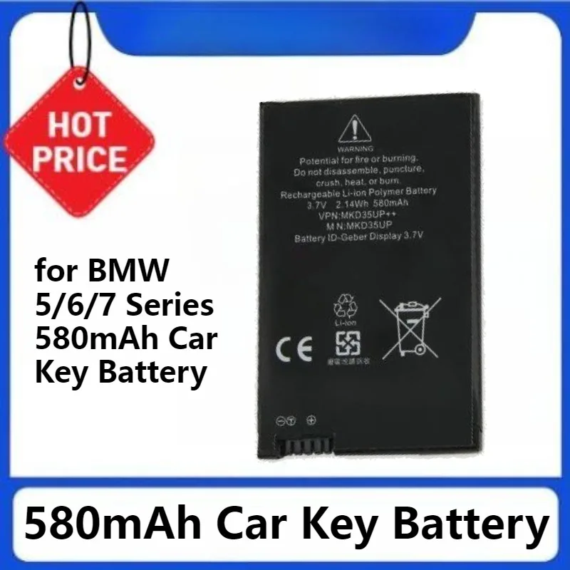 MKD35UP Li-lon for GT X3 X4 X5 X6 730 740 745 530L Display Remote Control for BMW 5/6/7 Series  580mAh Car Key Battery
