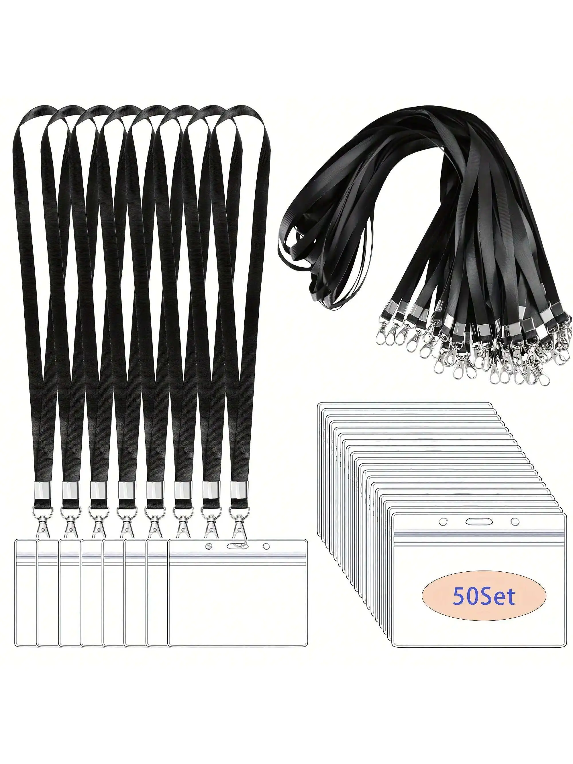 10 Stück langlebige Schlüsselbänder mit drehbarem Haken, flaches Halsdesign für Ausweishalter und Namensschilder – Detail 10
