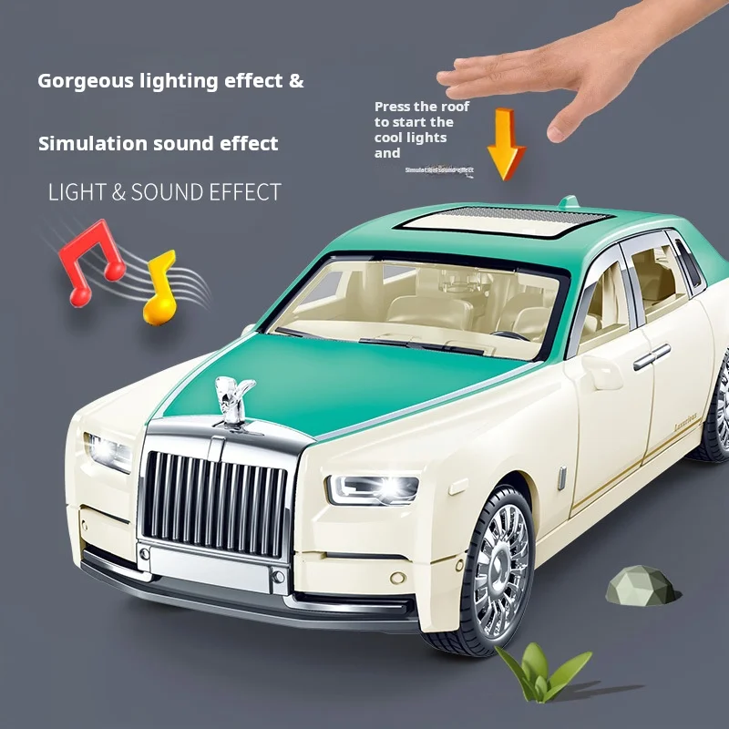 Simulación Rolls-Royce Phantom modelo de coche adornos coche de lujo sedán coche de juguete para niños colección de niños con caja