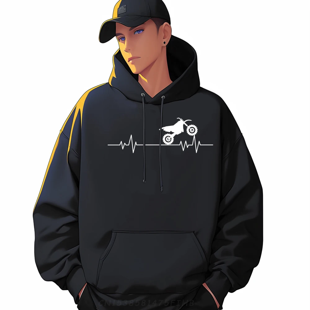 Motorcycle Heartbeat Biker Motorcyclist Graphic Pullover Hoodies Men Classic And Versatile Men's Clothing 2024 Hoodie For Men