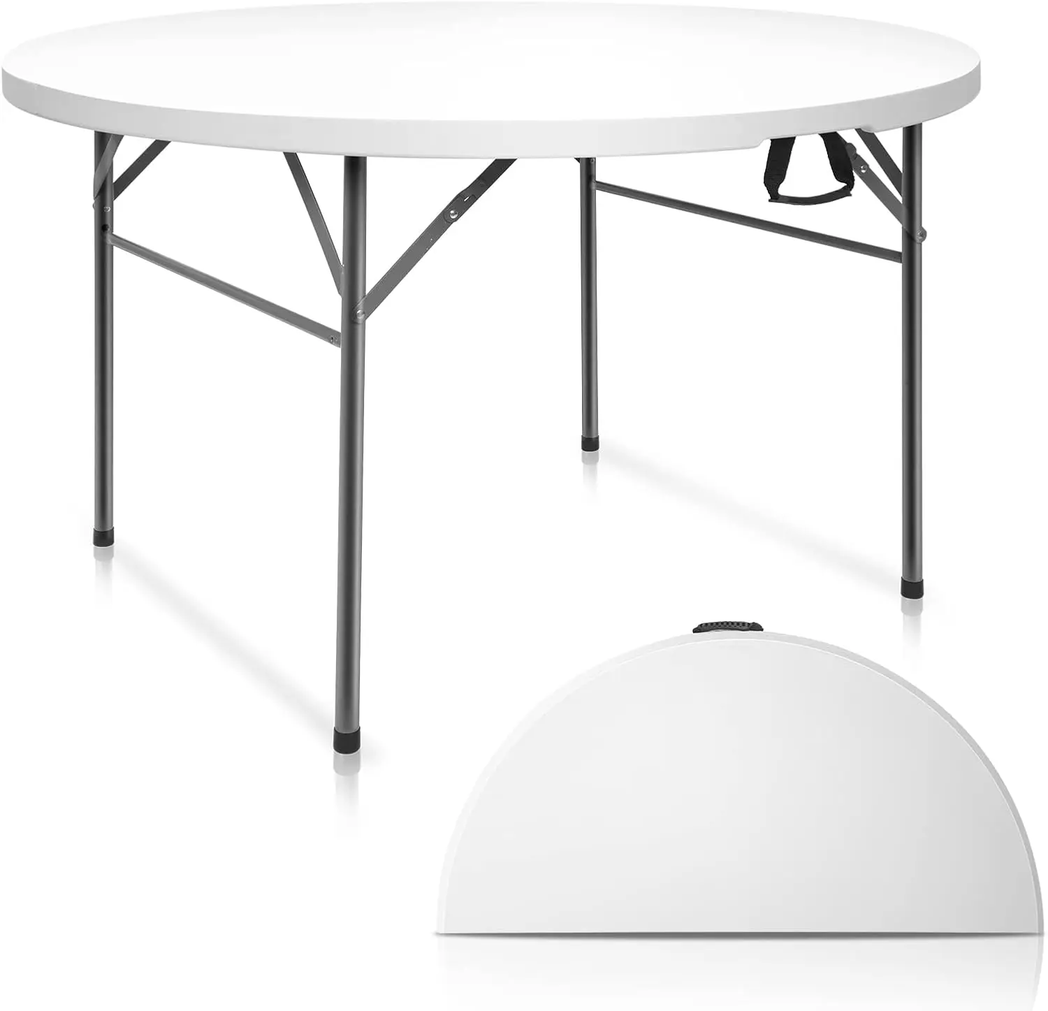 

48" Round Bi-Folding Commercial Table, 4 Feet Portable Plastic Dining Card Table for Kitchen or Outdoor Party Wedding Event, 1-P