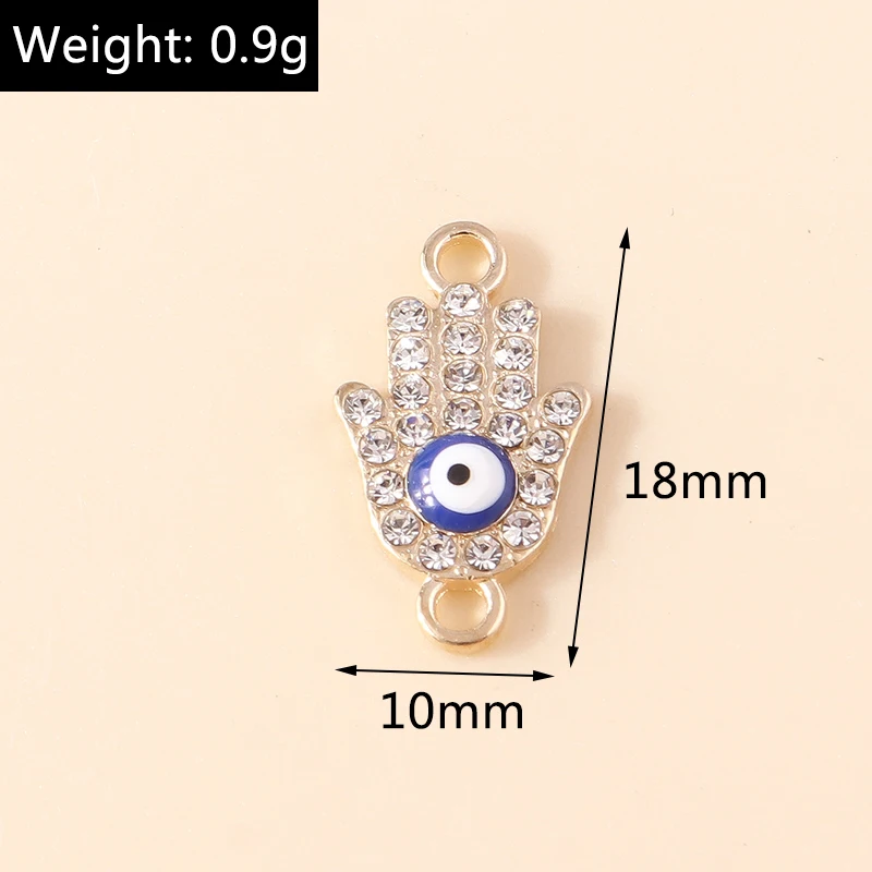 10 stücke Kristall Hamsa Hand bösen Blick Charms türkischen glücklichen blauen Auge Charm Anhänger Anschlüsse für Armband Ohrring Halskette Schmuck – Detail 19