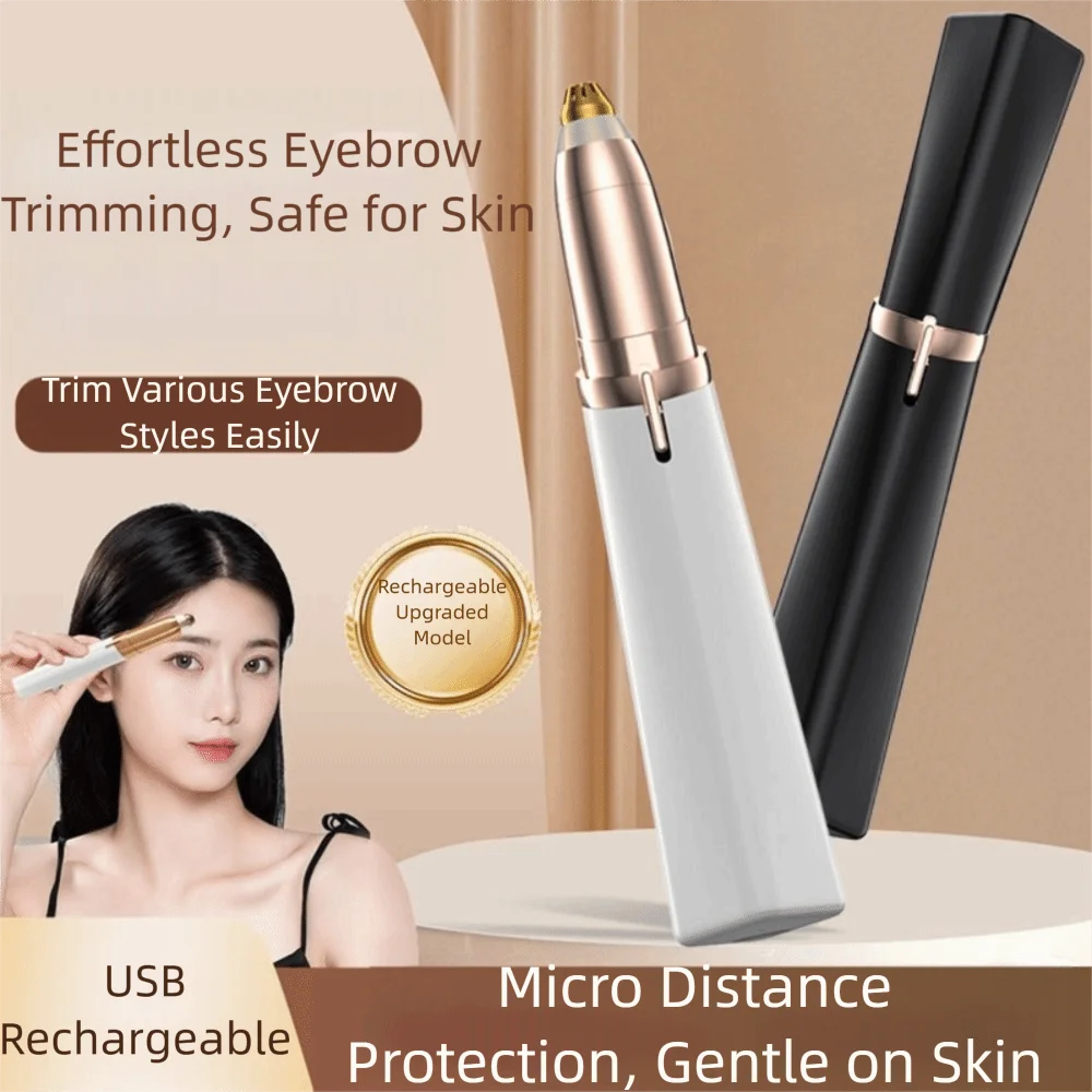 

Portable Electric Eyebrow Trimmer LED Light Safety Design Nose Hair Shaver Lipstick Shaped Multifunctional Facial Hair Remover