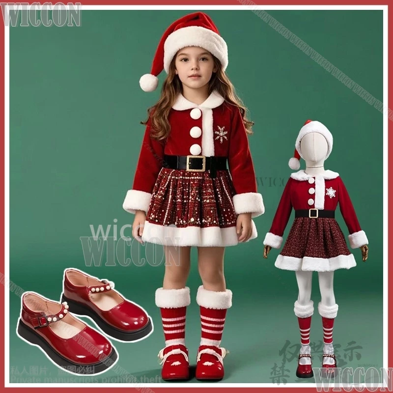 Anime Kawaii Christmas Costume Cosplay Santa Claus Loli Girls Dress Lolita Cute Suit Hat Party Role Play Children Customized