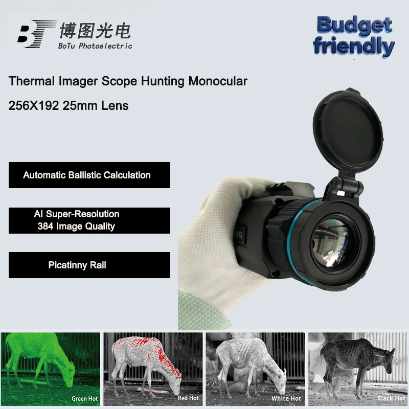 Caméra thermique extérieure portée Vision nocturne monoculaire 25mm 256X192 lunettes d'imagerie thermique pour la chasse