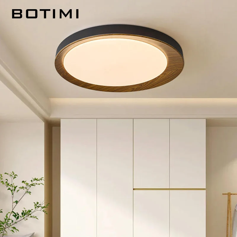 BOTIM 500MM BlacK Metal LED Ceiling Lights With Remote For Bedroom Modern Surface Mounted Kitchen Light Dining Room Ceiling Lamp