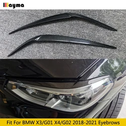 Carbon Fiber Car Front Bumper Headlight Eyebrows Eyelid Covers For BMW X3 G01 X4 G02 2018 - 2021 X3M X4M Decorative Cover Trims