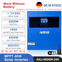 4.2KW 24V Hybrid Solar Inverter 230V MPPT Photovoltaic On/Off Grid Inverter 100A Solar Charge Controller PV 500V for Solar Panel