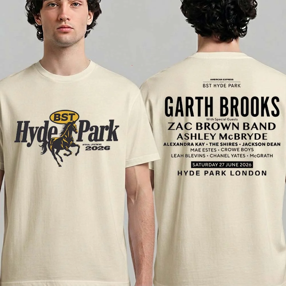2026 summer BST Hyde Park music festival T-Shirt 100% Cotton garth brooks tour Short Sleeve O-neck Loose comfortable shirt Tops