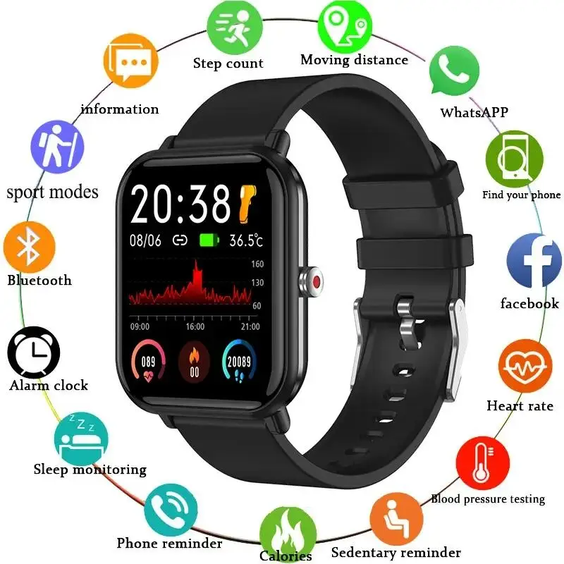 LIGE 2024 yeni Q9 Pro akıllı saat vücut sıcaklığı monitörü müzik kontrol cihazı spor su geçirmez akıllı saat erkekler kadınlar için Smartwatch