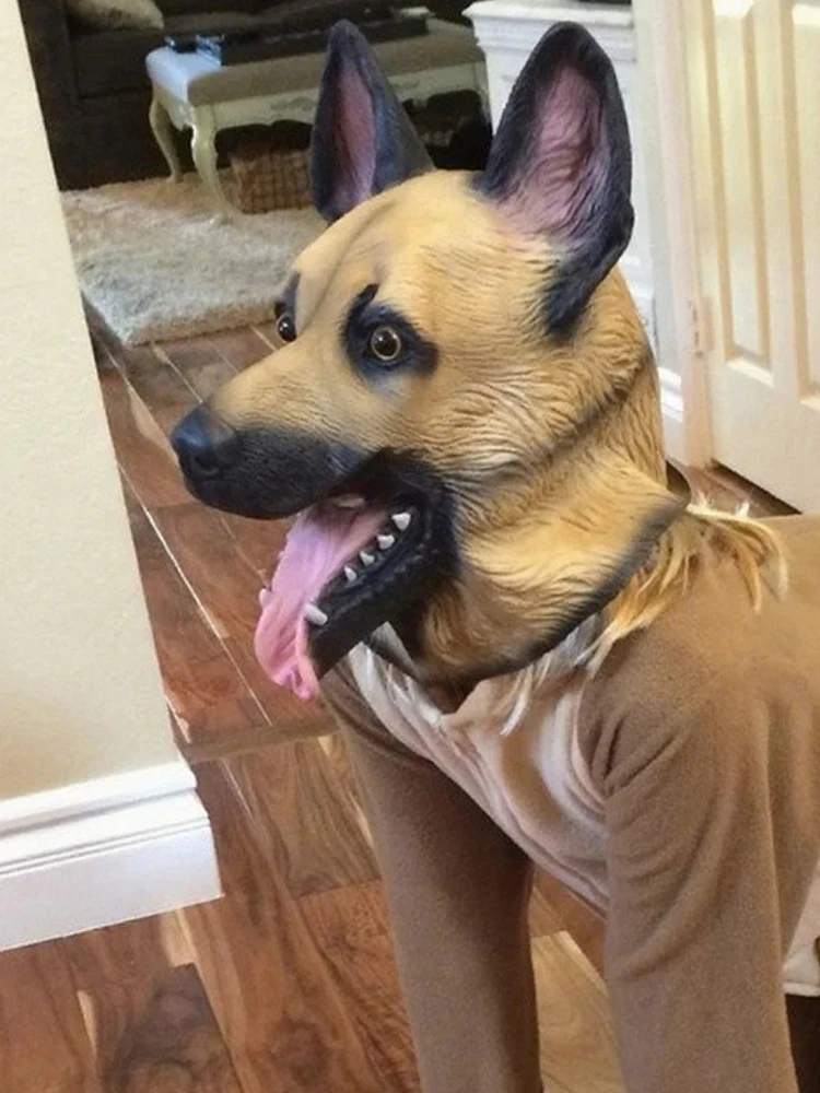 개 머리 마스크 할로윈 파티 개 의상 마스크 성인 코스프레 의상 라텍스 동물 머리 마스크 (독일 셰퍼드)