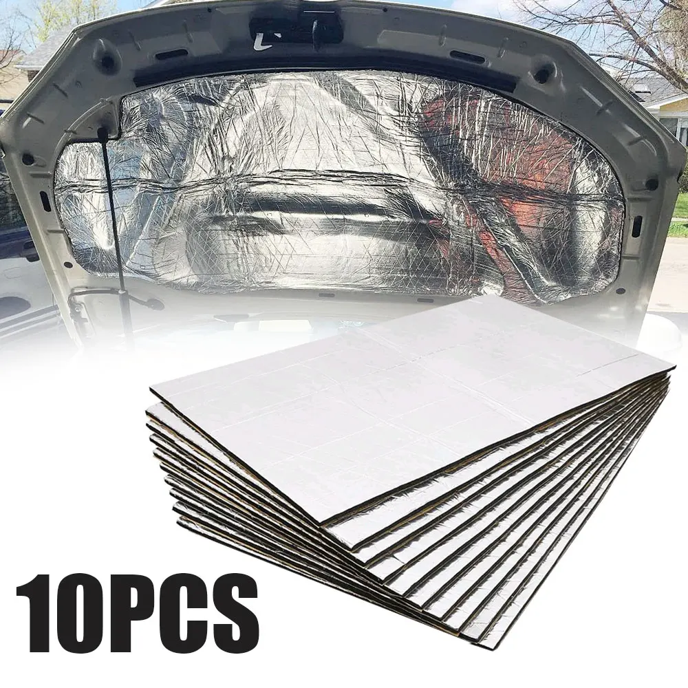 

10 Sheets 5mm Sound Deadener Heat Insulation Mat Car Van Sound Proofing Deadening Insulation Car Hood Insulation Silent Pad