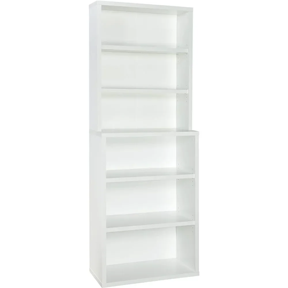 ClosetMaid Bookshelf with 6 Shelf Tiers, Adjustable Shelves, Tall Bookcase Hutch, Sturdy Wood With Closed Back Panel