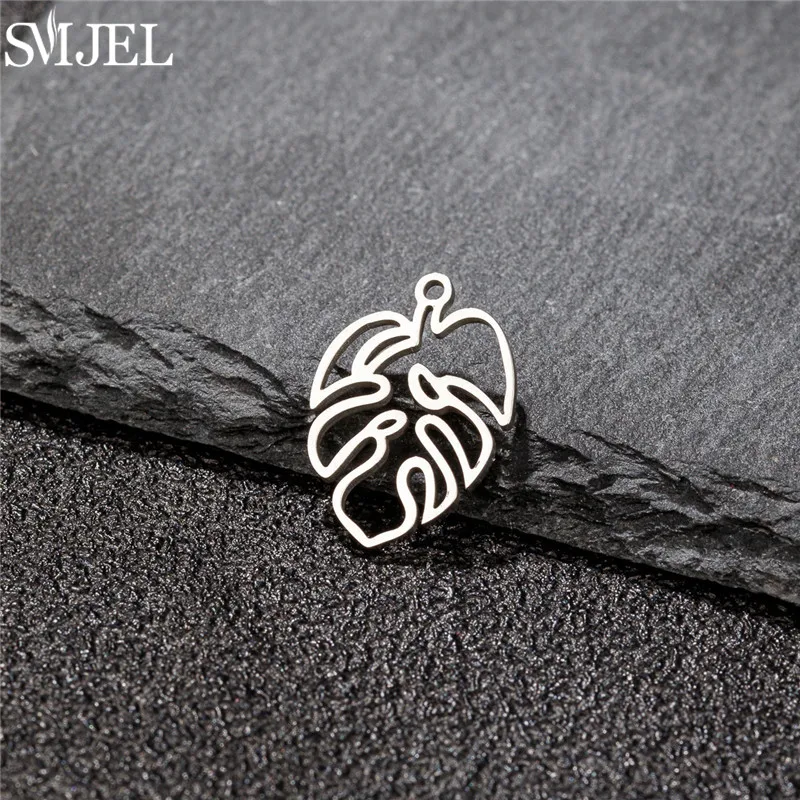 5pcs Cute Stainless Steel Flower Charms for Jewelry Making Cactus Dandelion Maple Leaf Pendant Mini Charm Bracelet Earrings DIY view 6
