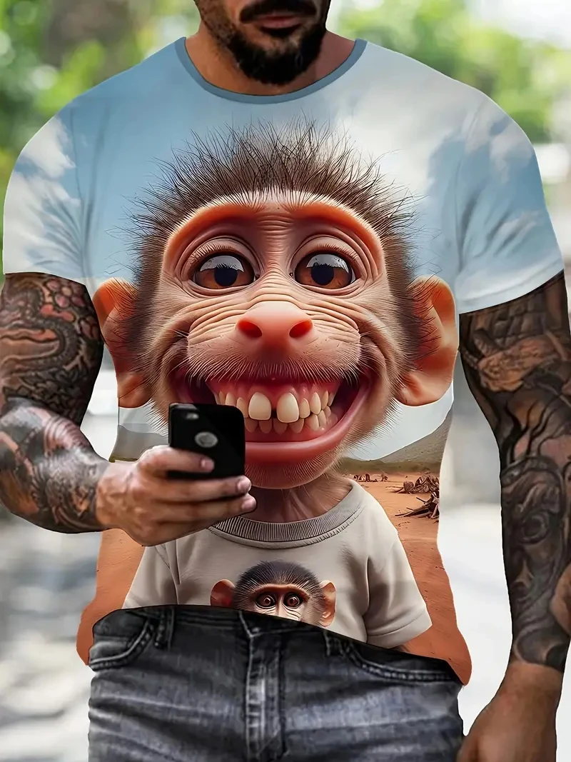 جديد تي شيرت رجالي ثلاثية الأبعاد مضحك القرد الجرافيك تي شيرت مطبوع للنساء الاطفال موضة قصيرة الأكمام متعة المحملة العصرية المعتاد الرجال بلايز