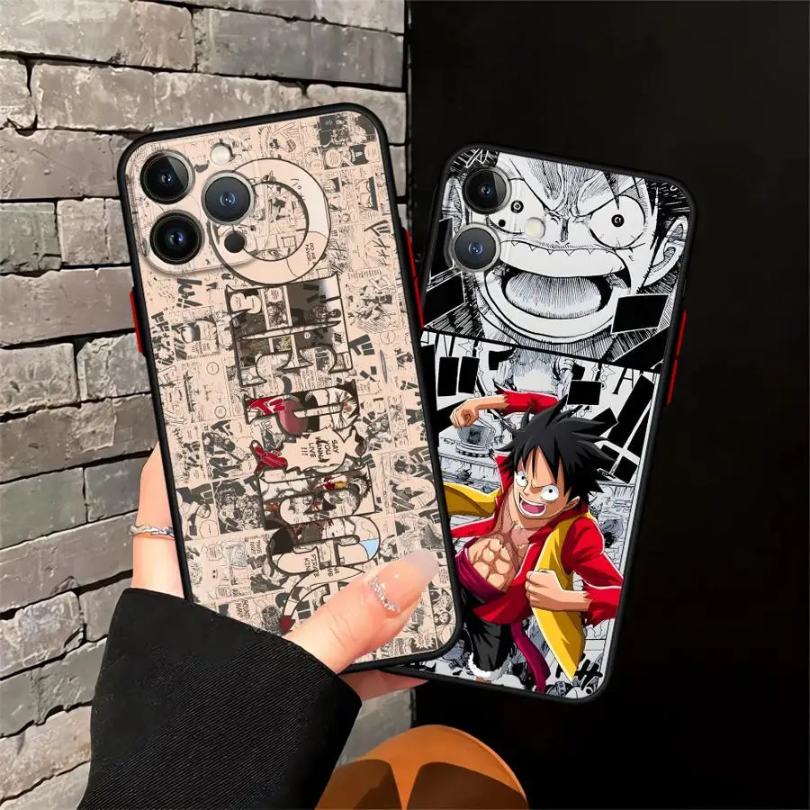 Funda trasera de teléfono para iPhone 12 17 16 Pro Max 11 13 Mini 17 Air 14 XS 16e 15 Plus Comic de dibujos animados de una pieza