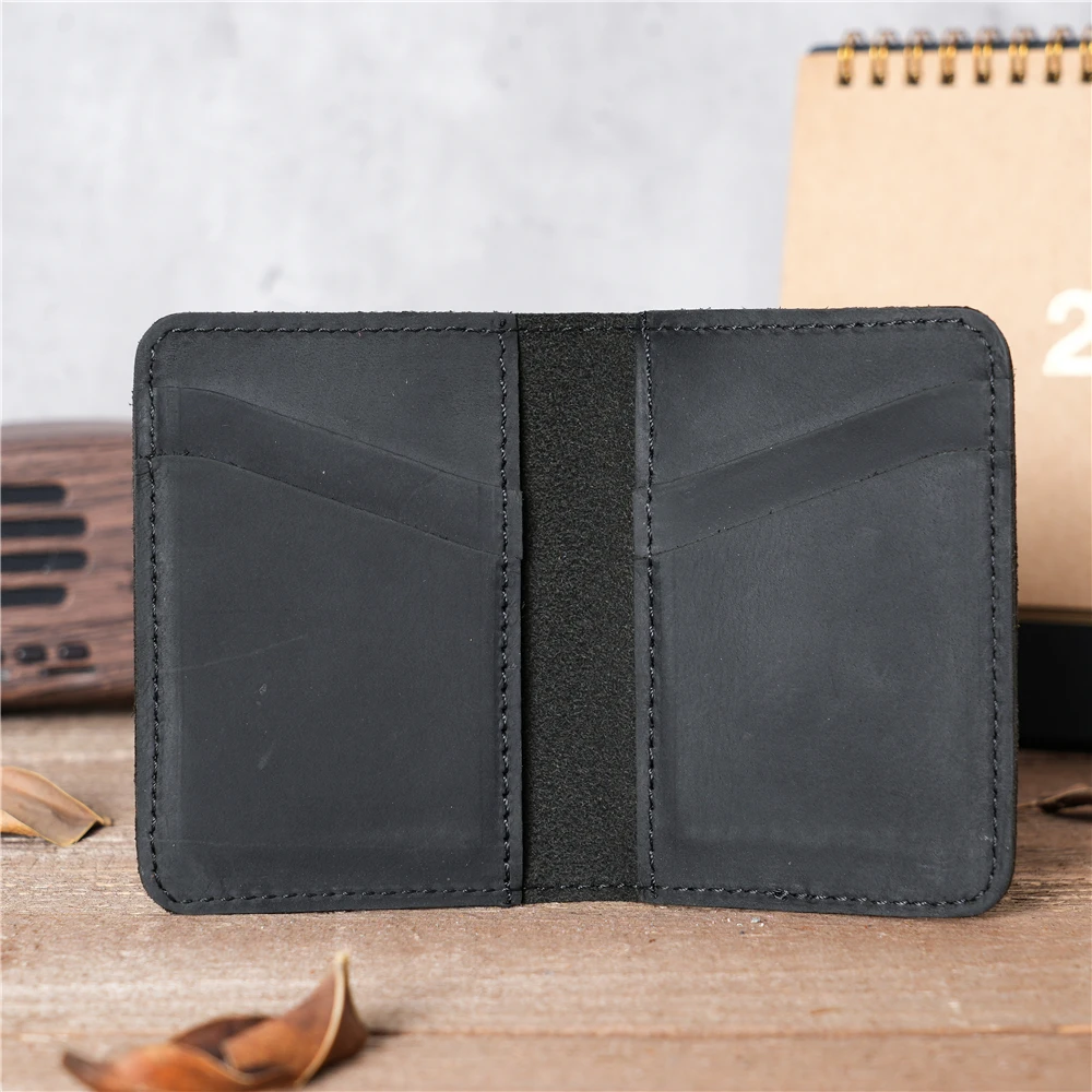 Genuine Leather Card Wallet for Men Credit ID Card Holder Women Money Clip Cash Slim Case Soft Purse 6 Card Slots NT004