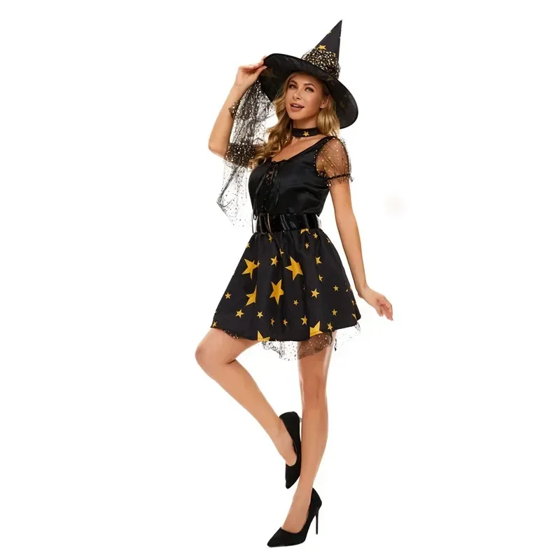 

Slim Role Play Stage Performance Cosplay Party Dress Up Women Elegant Carnival Halloween Sexy Evil Witch Costume