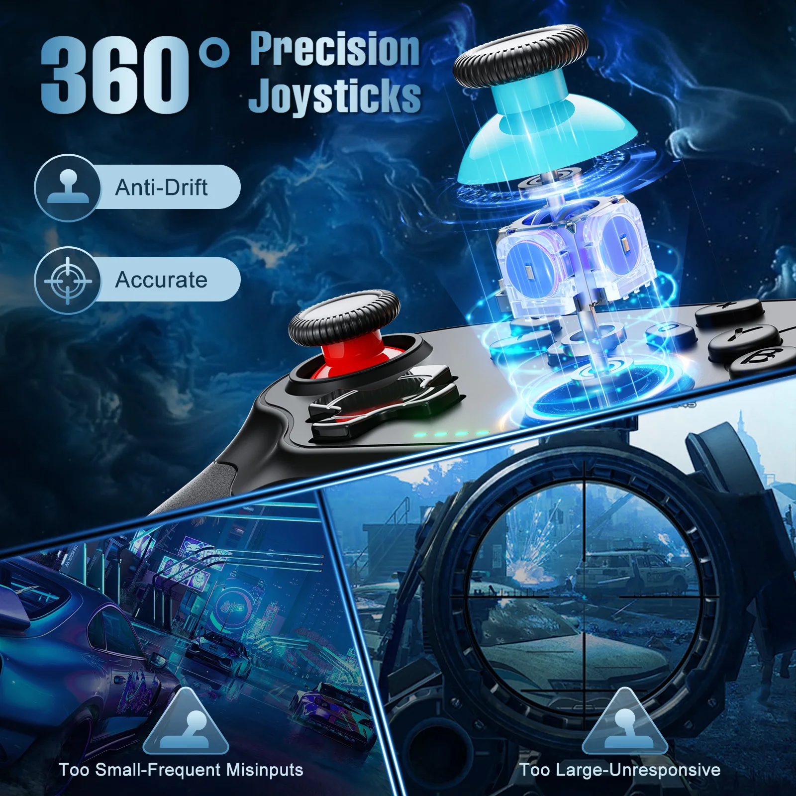 Immagine 4: Gamepad per Nintendo Switch/Pro/OLED/PC, Controller Wireless Bluetooth con Vibrazione e Turbo, Joystick per Giochi