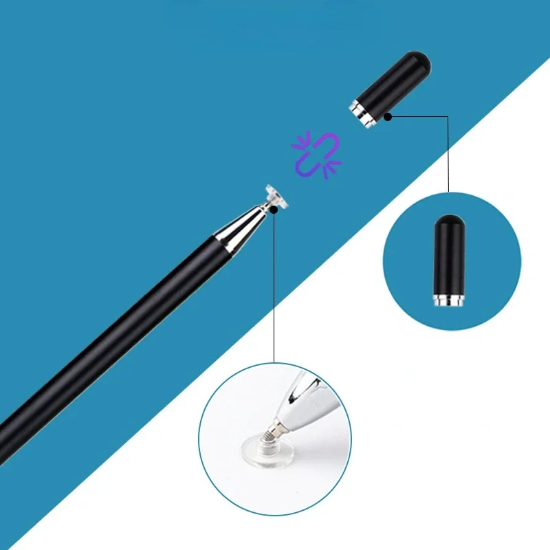 High-Sensivity Capacitive Stylus Dual-tip Universal Touchscreen Pen for Tablets Cell Phone Transparent Cup