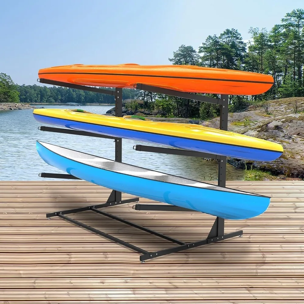 

Kayak Storage Rack, Heavy Duty Steel Adjustable Freestanding Kayak Stand for Canoe Paddleboard Surfboard