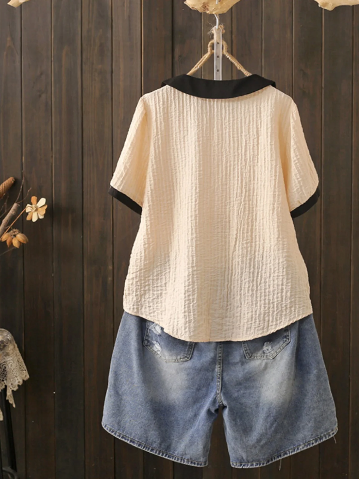 Summer Slimming ort Sve irt Large Size 200 Pou Doll Collar Women's Faion Thin Young Small Figure Thin irt