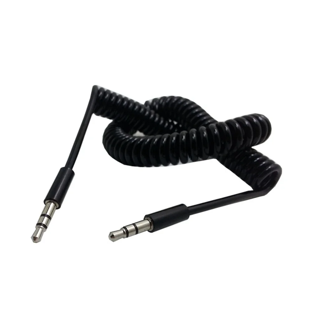 0.5M 2M plug and play headphone jack audio cable black 3/10TF four pole spring coil 3.5mm auxiliary cable with microphone audio