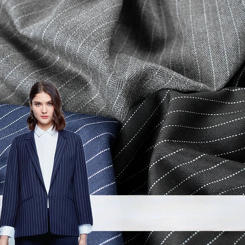 

Micro Elastic Anti-wrinkle Suit Striped Fabric Spring Autumn Trousers Waistcoat Skirt Fashion for Sewing Design Wholesale Cloth