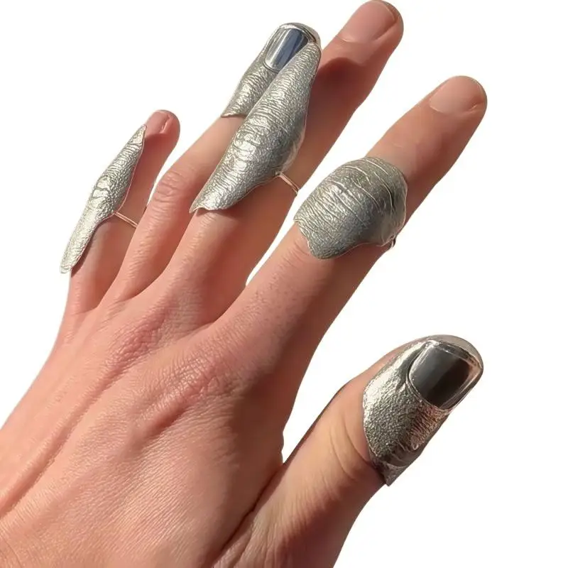 Irregular Texture Knuckle Ring Set Fashion Punk Hip Hop Silver Gold Non-allergic Rings for Women Men Street Shooting