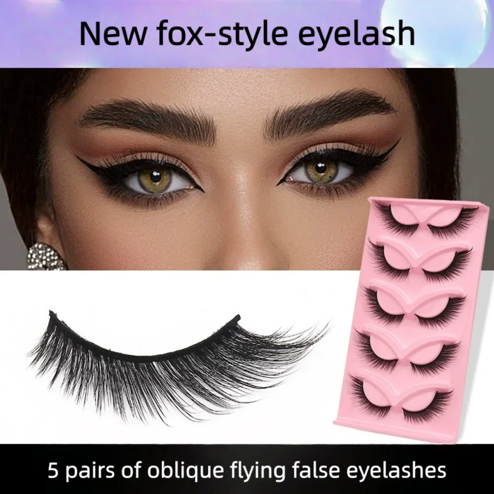 GIOIO Bestseller Schönheits-Make-up: 5 Paar diagonale falsche Wimpern im Fuchs-Stil, die die Augen verlängern können
