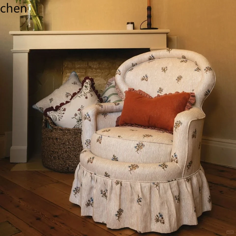

HXL retro single sofa living room negotiation chair living room bedroom pastoral leisure chair