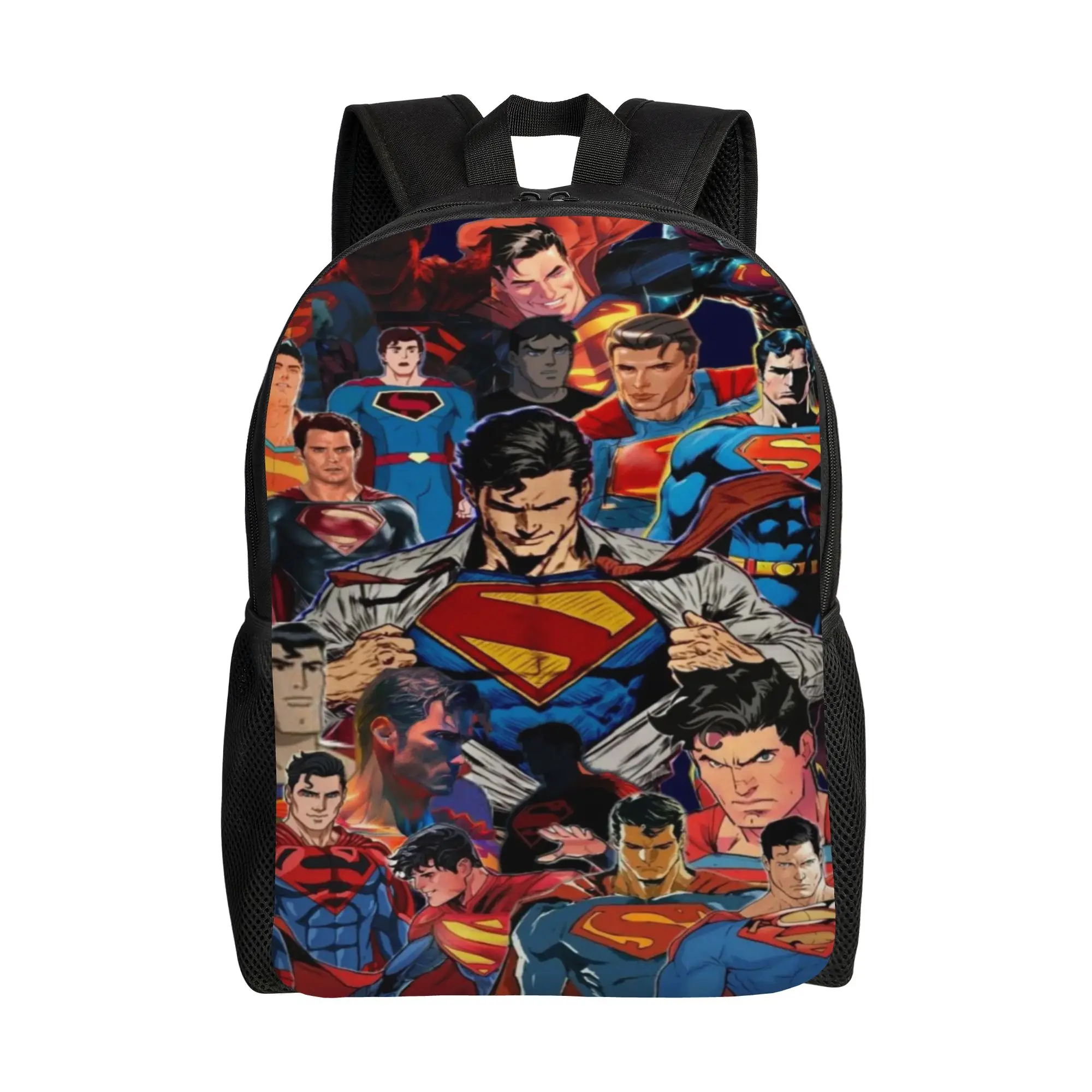 Back to school season Multi‑Character Superman Comic Collage Knapsack  For Men Women Snack Storage Backpack