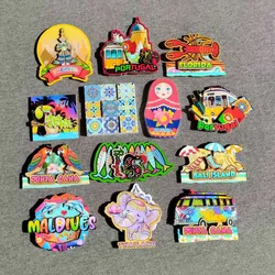 3DWooden Refrigerator Magnet Travel Souvenir Dominican Republic Maldives USA Portugal Thailand Russia Magnetic Fridge Sticker