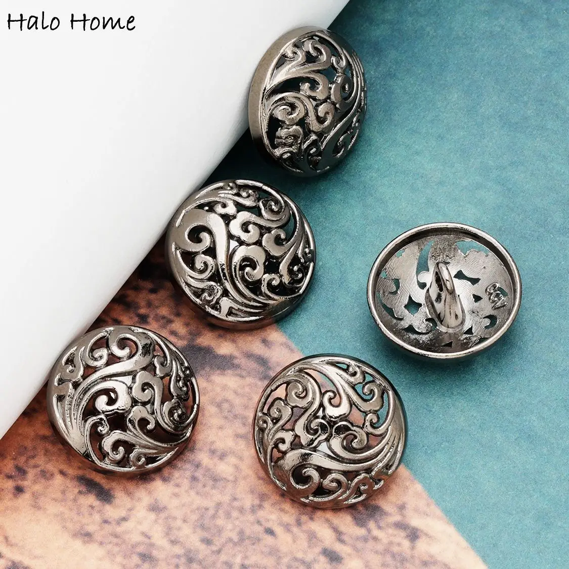 5pcs Round Hollow Metal Buttons for Sewing  Scrapbook Jacket Blazer Sweaters Gifts Crafts Handwork Clothing 12.5-25mm